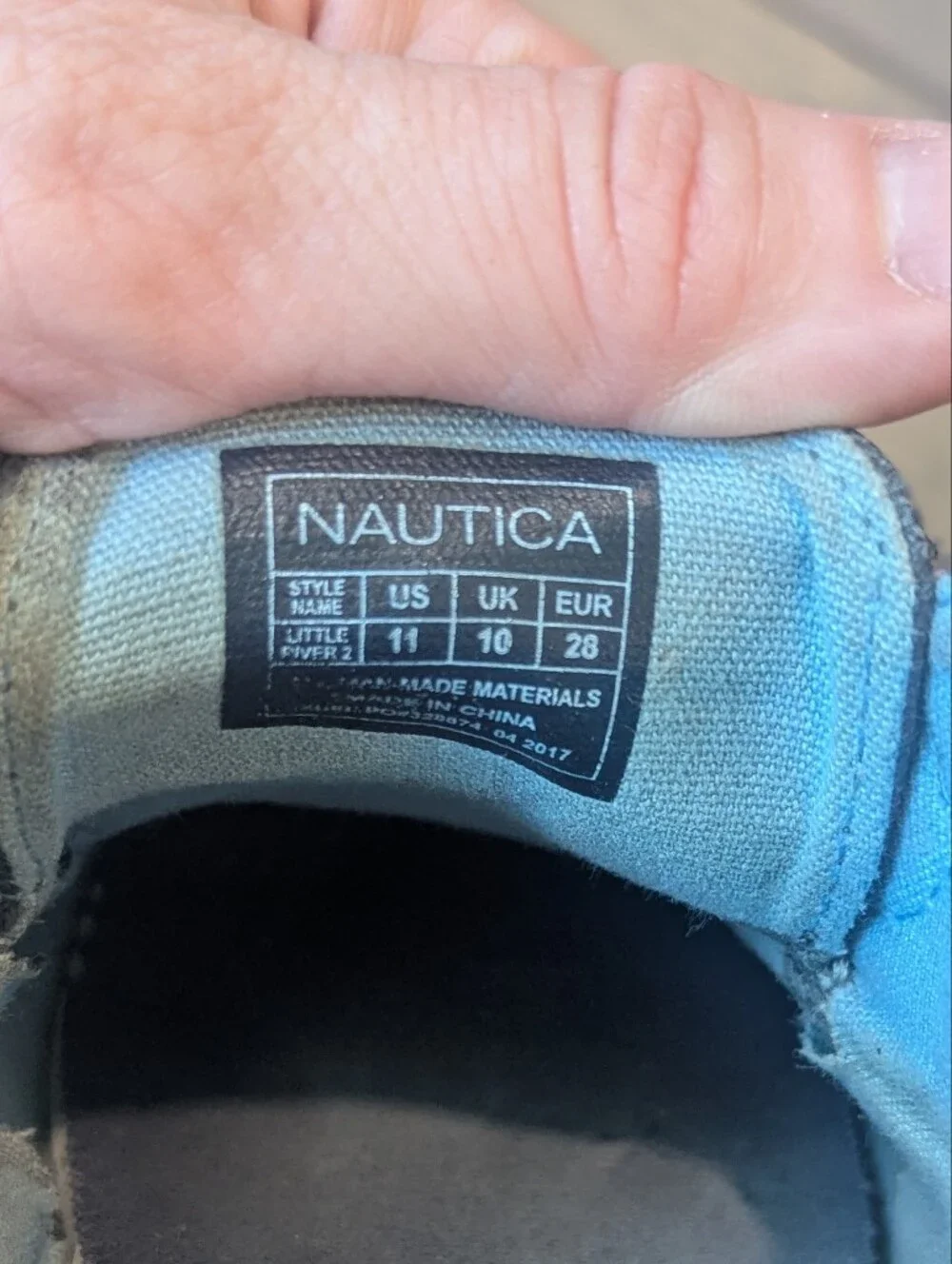 Nautica Boys Gray Slip-On Boat Shoes With Velcro Strap, Size 11